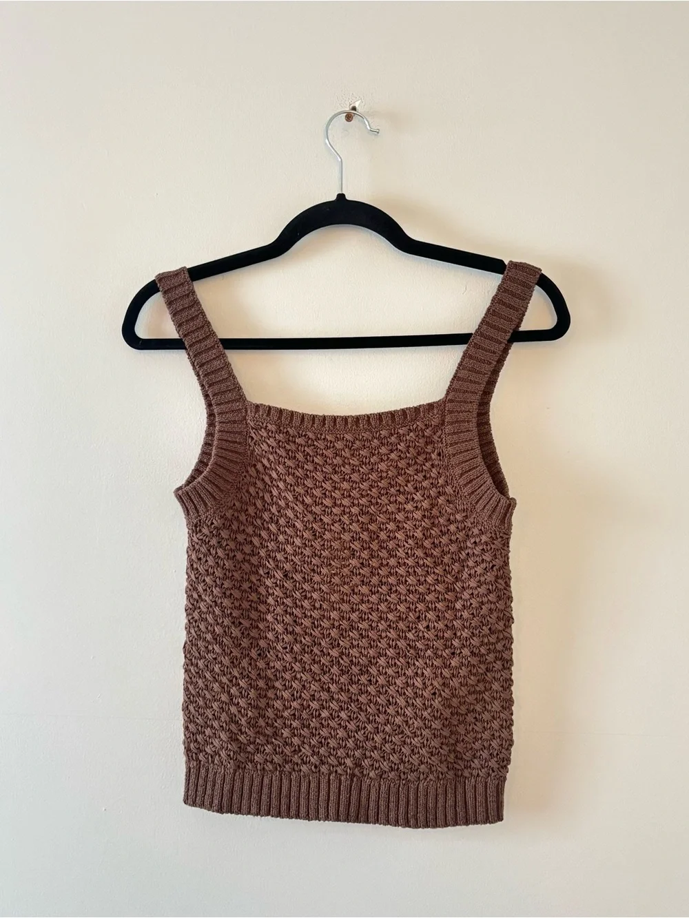 J. Crew NWT Basket-Stitch Sweater-Tank Top Sleeveless Cropped Boxy Brown
